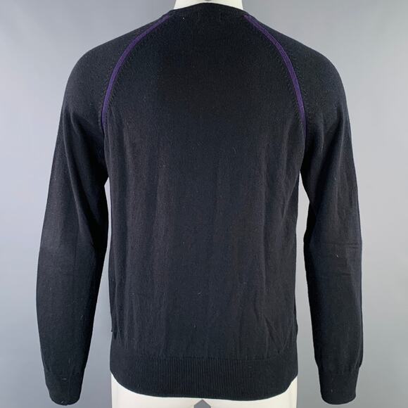 PAUL SMITH JEANS Size S Black Purple Cotton Wool Zip Up Cardigan - Picture 3 of 6